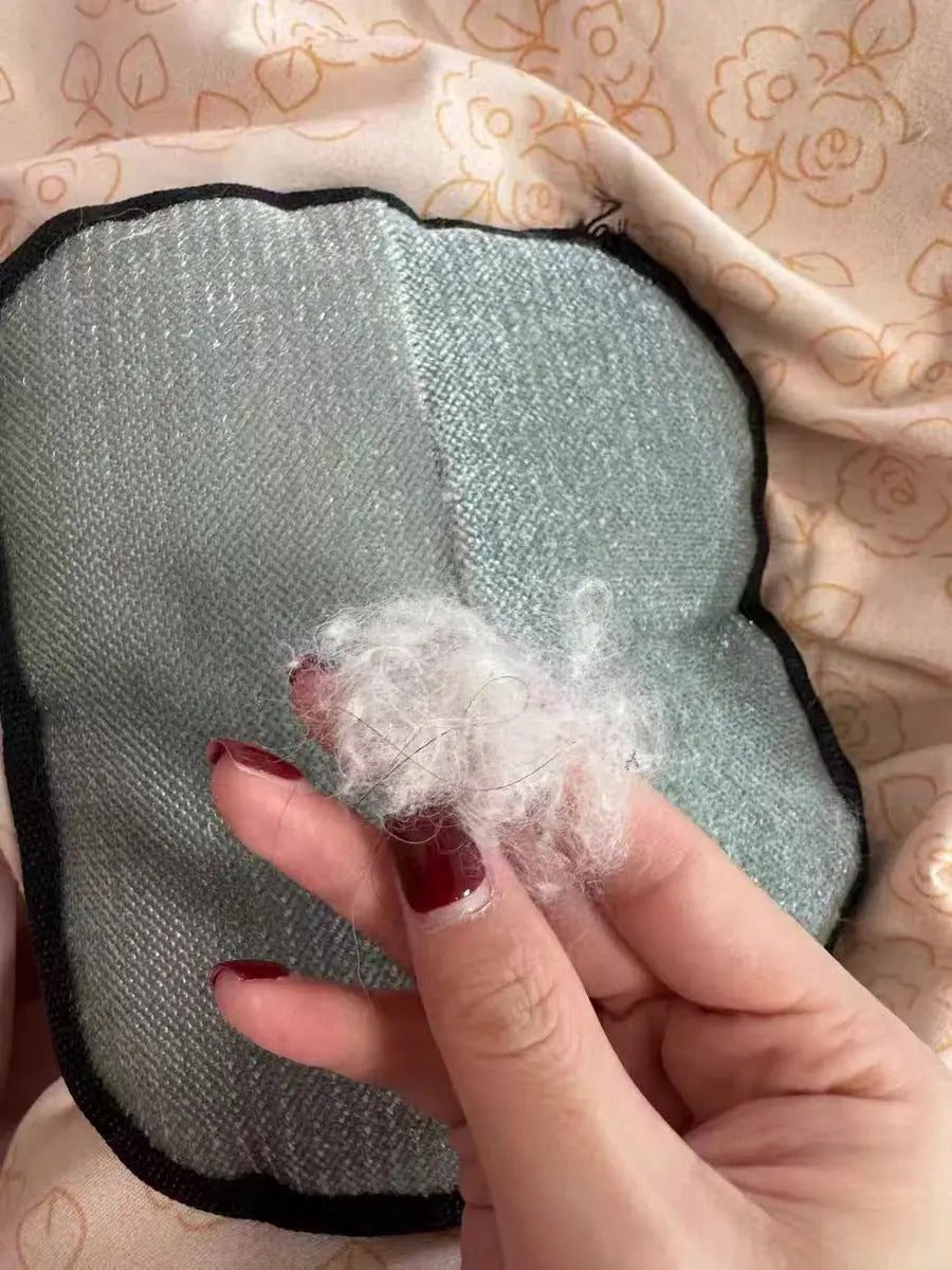 A clump of hair peeled off the glove