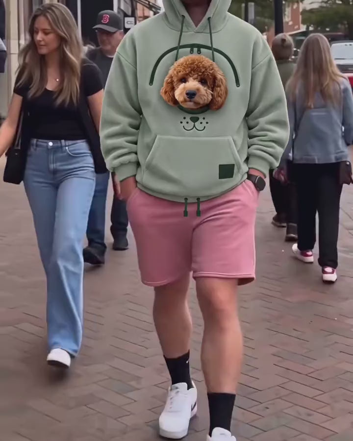 Sherpa dog carrier hoodie in action