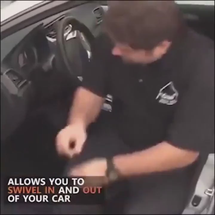Driver swinging out of the car on the cushion